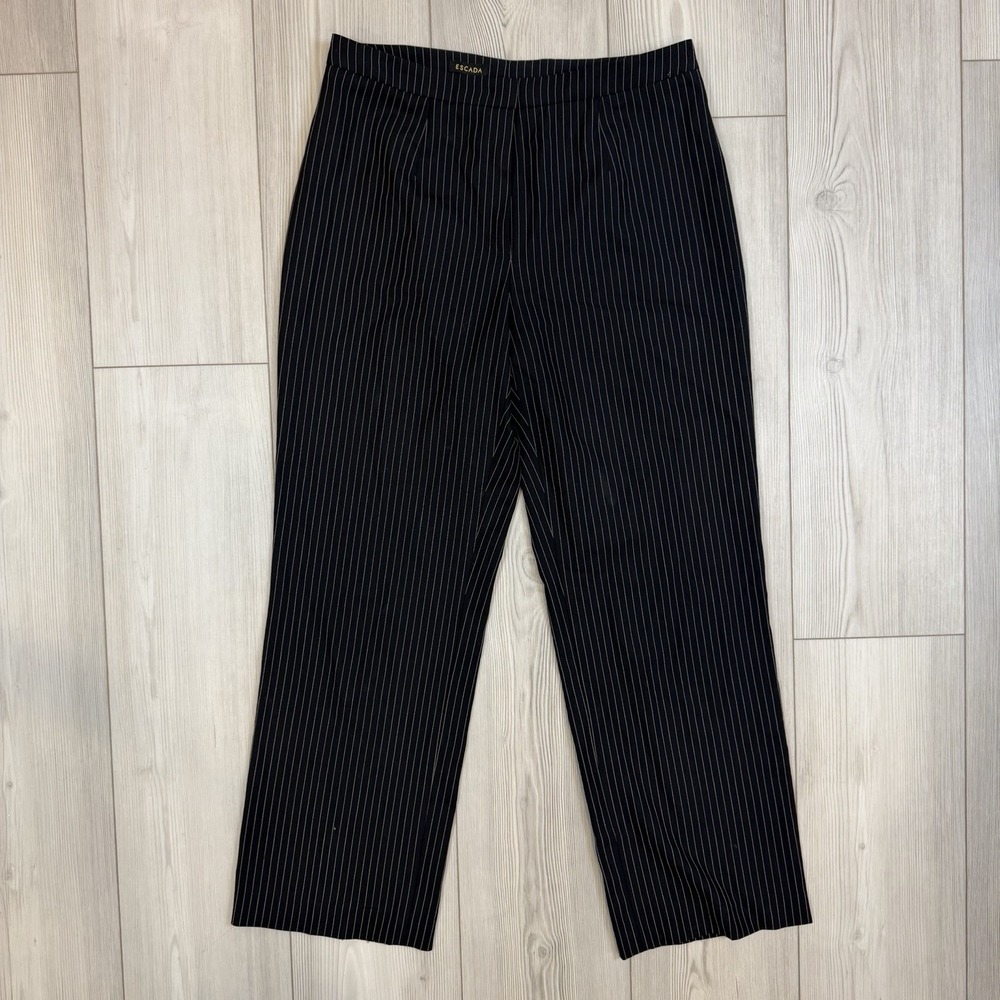 ESCADA Size 40 Pinstripe Wool Blend‎ Navy Blue Dress Pants 30x28